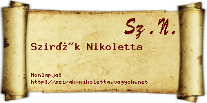 Szirák Nikoletta névjegykártya