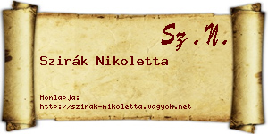 Szirák Nikoletta névjegykártya